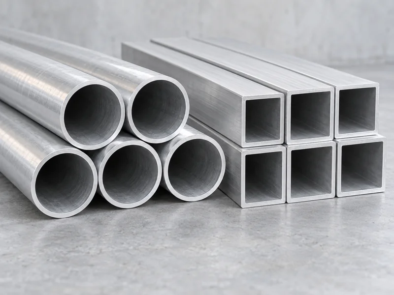 Round and square aluminum tubes — AI-generated illustration