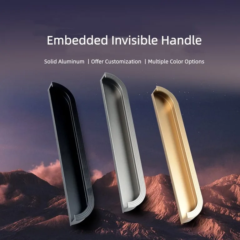 European Style Curved Embedded Aluminum Cabinet Handles — view 2