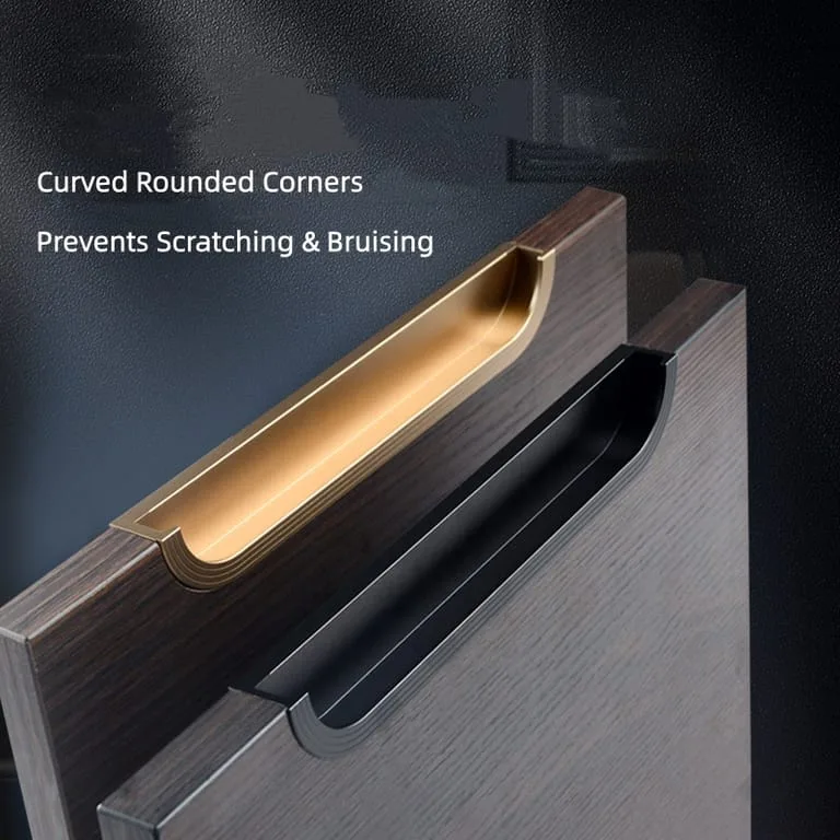 European Style Curved Embedded Aluminum Cabinet Handles — view 3