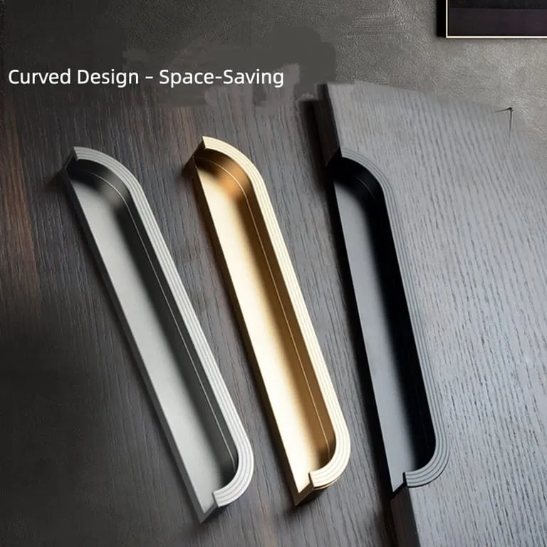 European Style Curved Embedded Aluminum Cabinet Handles — view 4