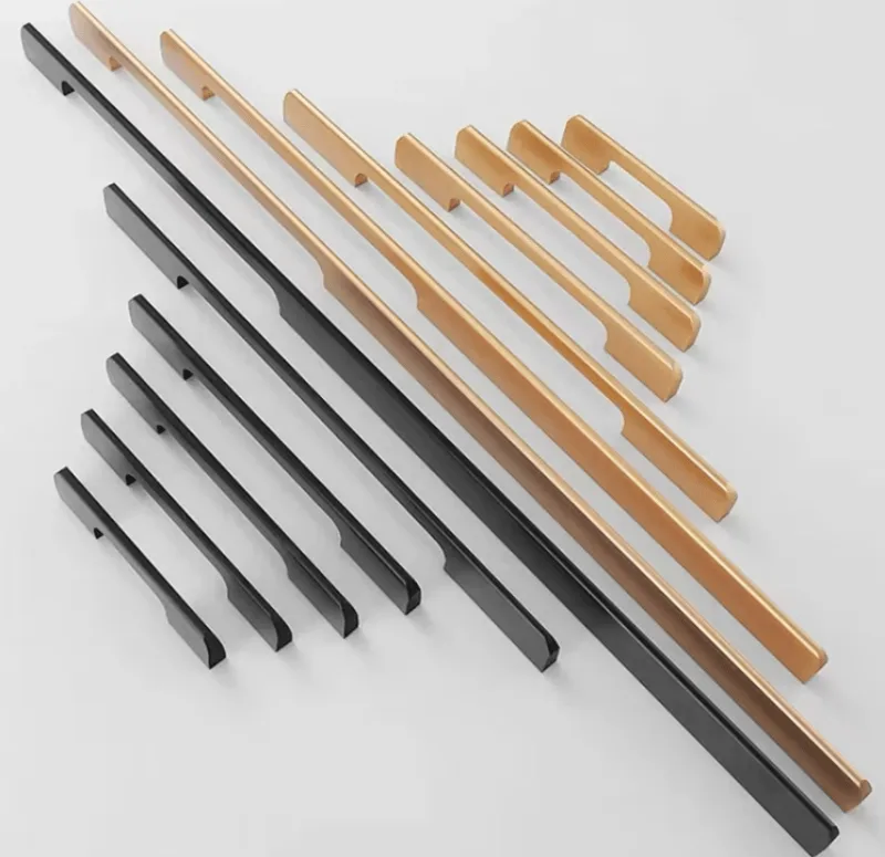Modern Black & Gold Aluminum Cabinet Handles — view 3