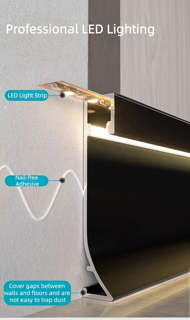 Waterproof LED Aluminum Floor Skirting Baseboard — view 2