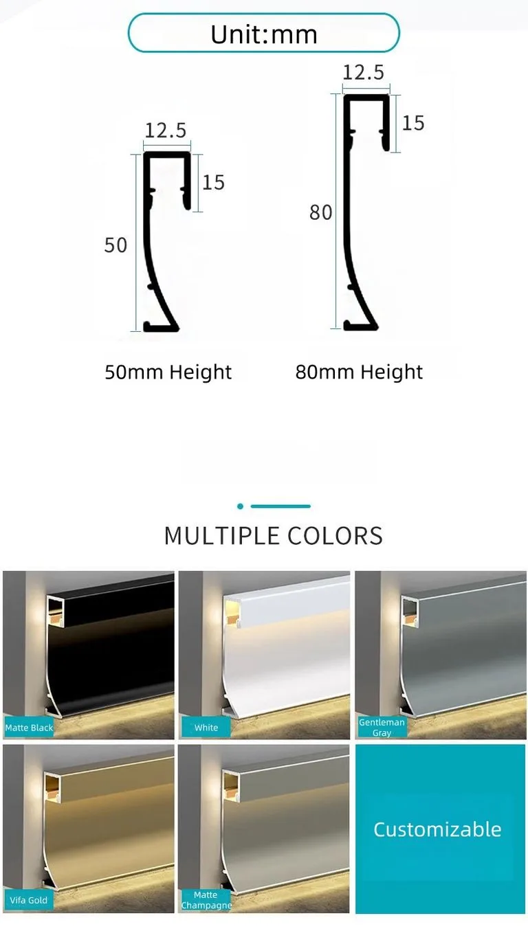 Waterproof LED Aluminum Floor Skirting Baseboard — view 5